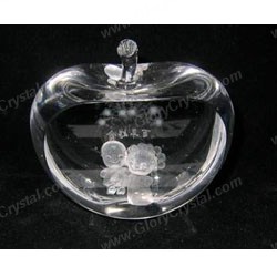 apple crystal paperweight