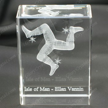 3D laser etched crystal rectangle block with 3 legs design engraved inside, 3d laser glass cube paperweight, personalized engraved cube crystal paperweight. 