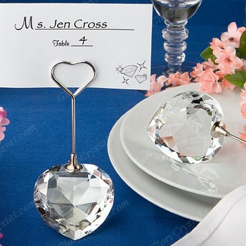 diamond heart shaped crystal card holder