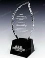 Recgonition Optic Crystal Award with a engraved black pedestal fixed on the bottom. Both blank award and engraved award are available. 