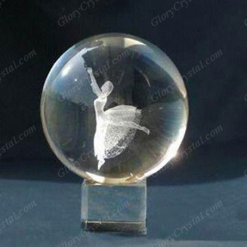 3d laser crystal ball with dancer design etched inside