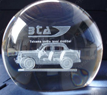 crystal ball 3d laser engraving with a flat bottom