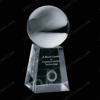 crystal ball on trapezoid glass base