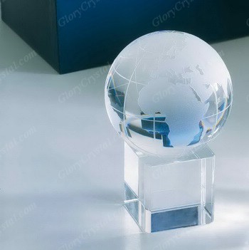 crystal globe on blank crystal cube base