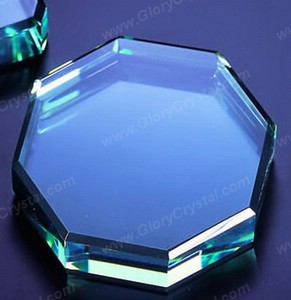 Paperweight vidro octogonal jade, feito de vidro de alta qualidade jade, podemos design personalizado etch sobre o peso de papel.