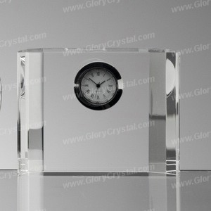 Relógio de cristal óptico, podemos logotipo personalizado etch ou imagem dentro do cristal.