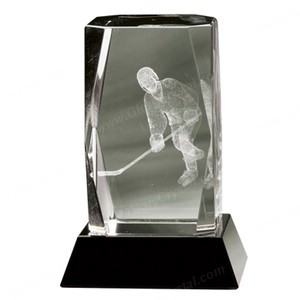 ice hockey 3d laser etched crystal gifts