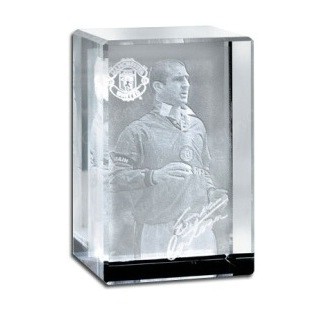 3d laser crystal block with soccer player etched inside