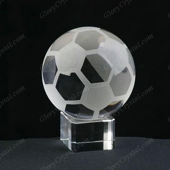 optic glass soccer ball on base