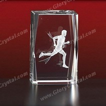runner crystal trophy award