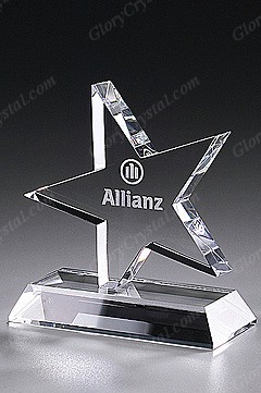 optical crystal star trophy award with bevelled standing