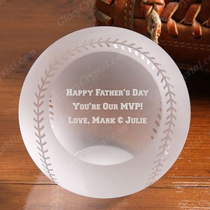 engraved crystal glass baseball