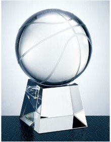 Crystal Basketball On Trapezoid Base