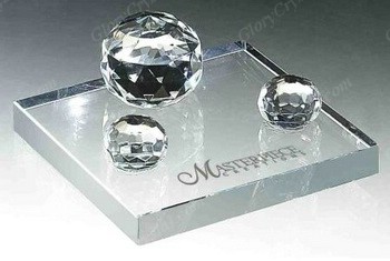 engraved square crystal business card holder