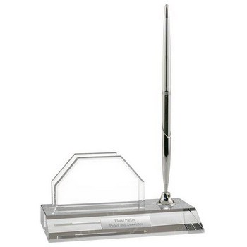 crystal business card pen holder