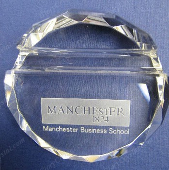 facet crystal paperweight business card holder