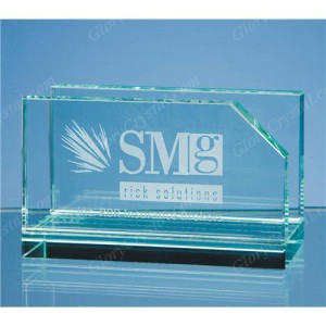 engraved glass business card holder