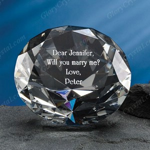 engraved diamond crystal paperweight