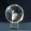 3d laser crystal ball on glass base