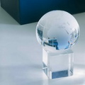 optical crystal globe on clear crystal glass base
