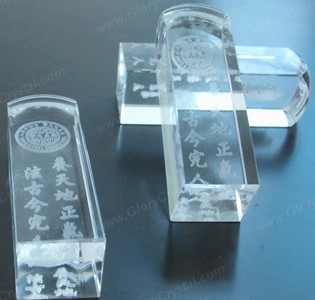 laser engraved stamp crystal paperweight