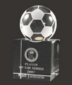 crystal football soccer ball on engraved base
