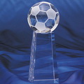 crystal soccer ball on tall glass base