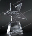 belvelled star crystal trophy thick glass base