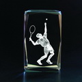 3d laser crystal cube with tennis design etched inside