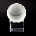 optical crystal tennis ball on engraved cube base