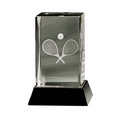 3d laser crystal tennis trophy award with black base